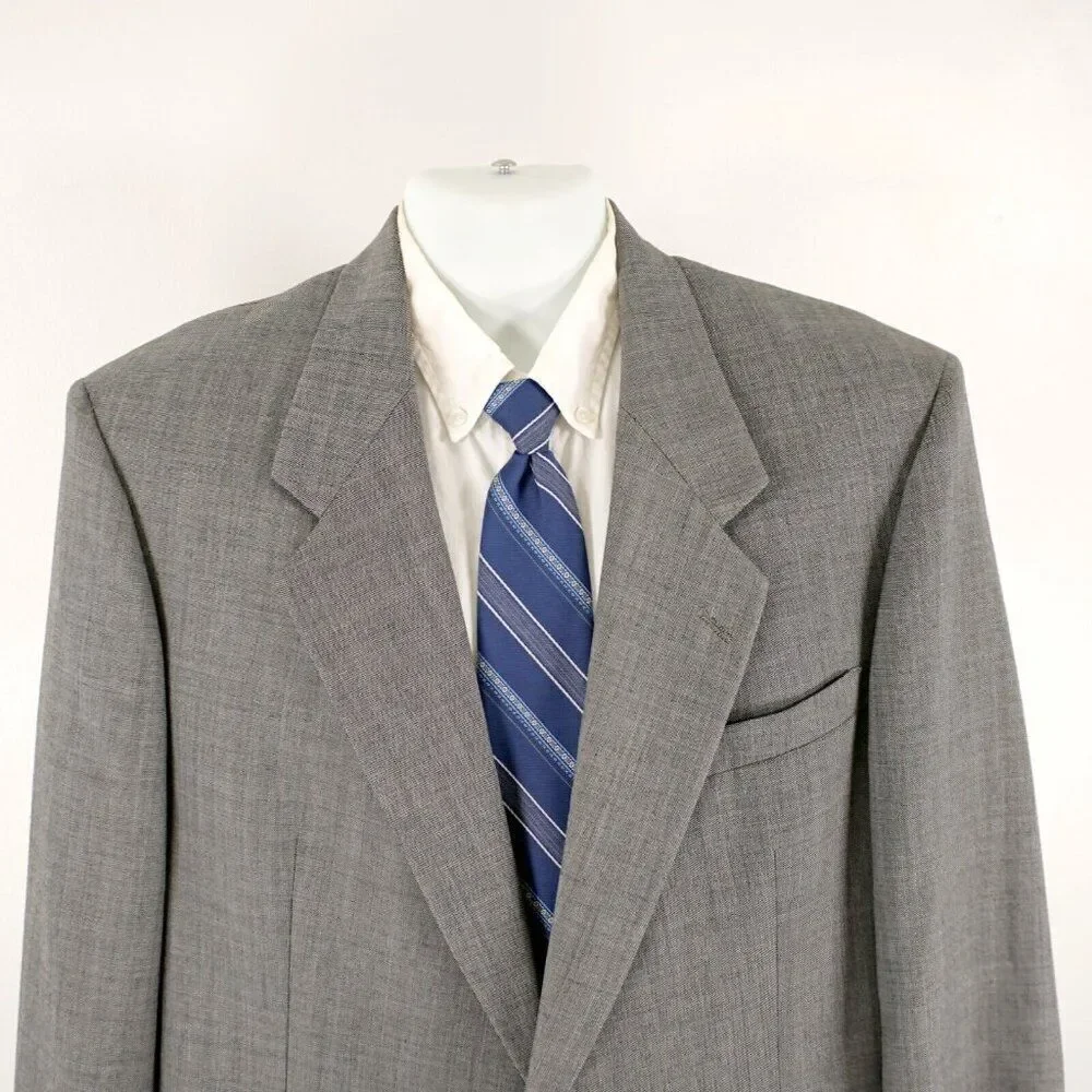 Hart Schaffner Marx‎ Heritage Plus Wool Gray Sharkskin 2 Button Blazer 44L